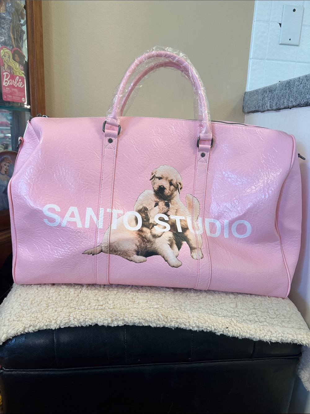 Santo Studio Pink Puppy Graphic Weekender Bag new.